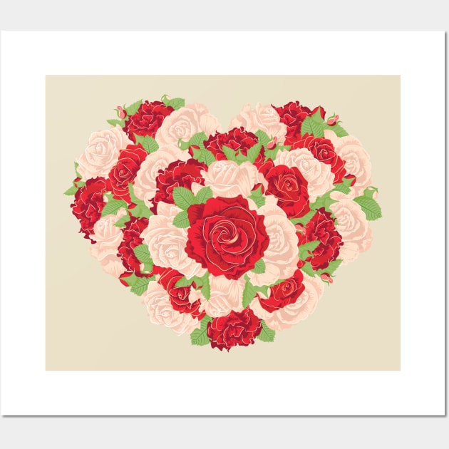 Red white roses heart Wall Art by AnnArtshock